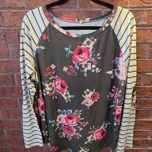 Floral and Striped Women's Top